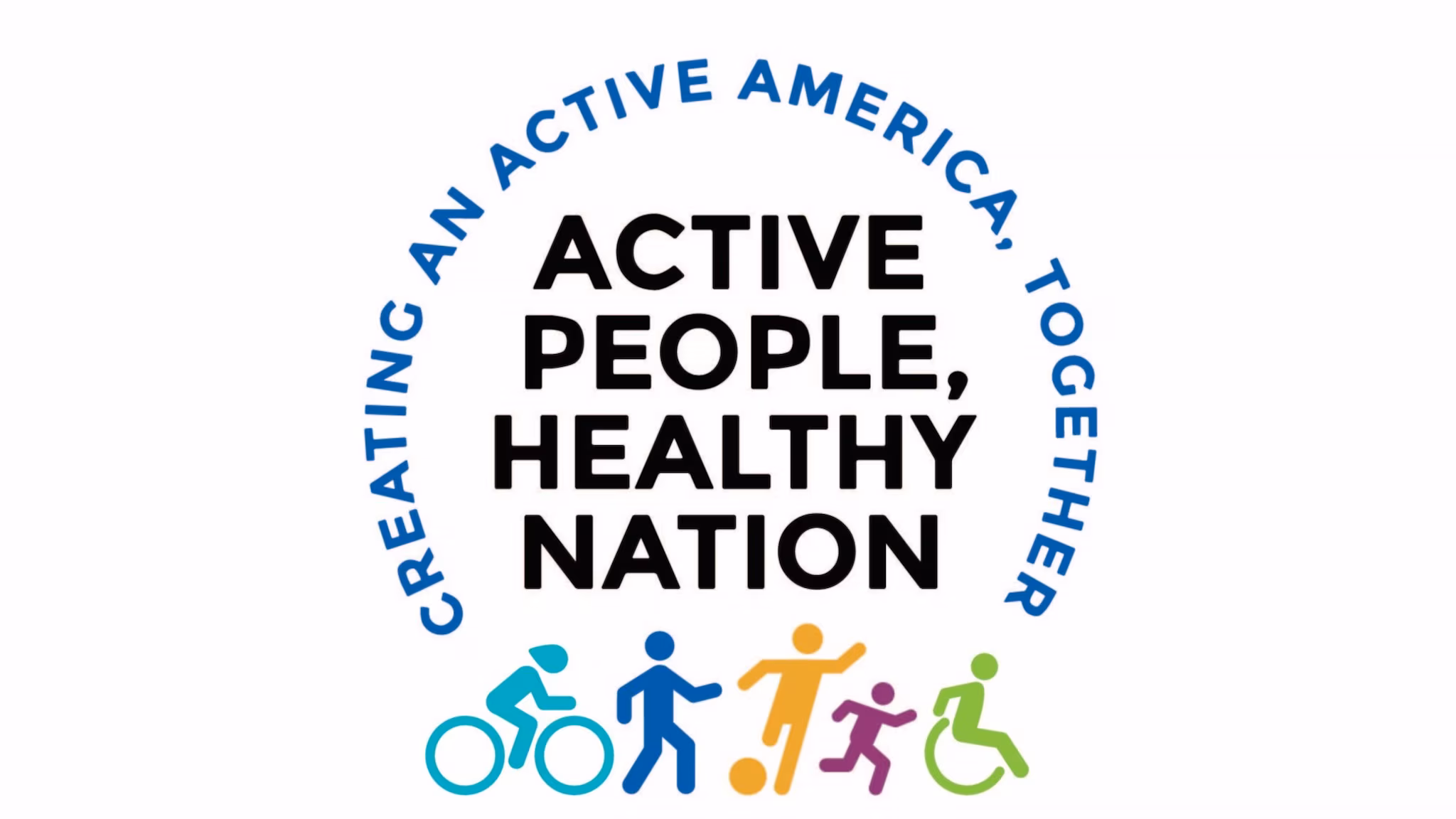 Active People, Healthy Nation logo with the text" Creating an Active America, Together"