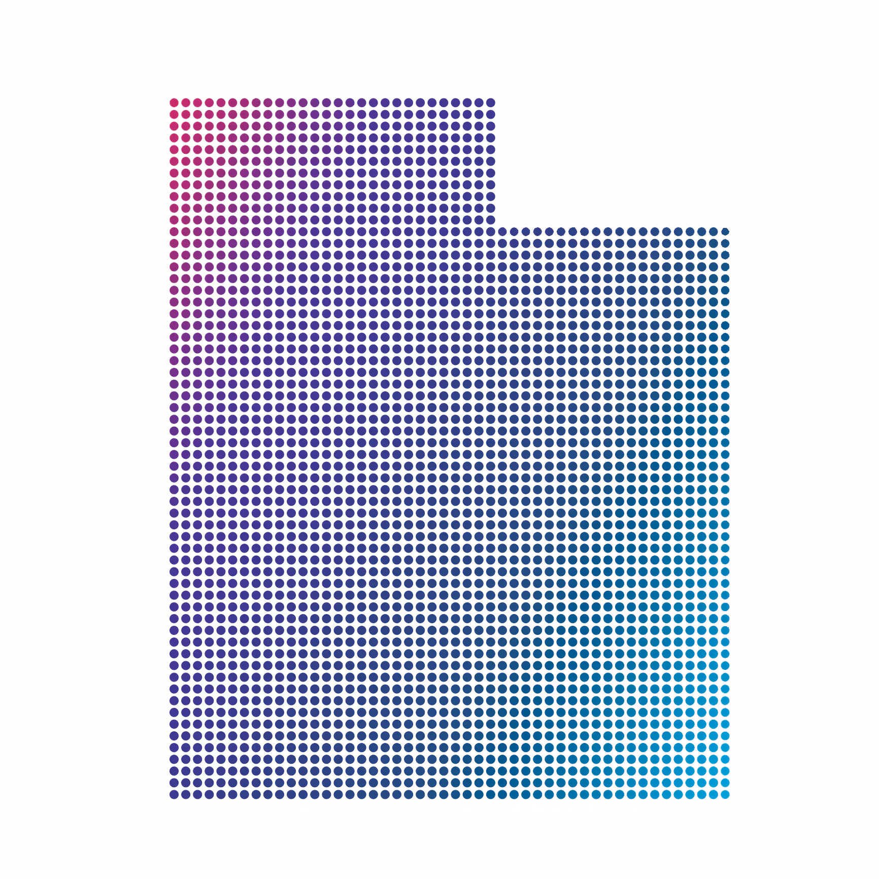 Utah map of blue dots on white background Utah map of blue dots on white background