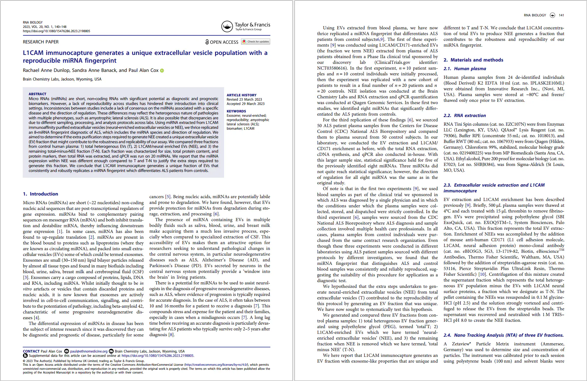 Dunlop et. al. 2023 (L1CAM) Screenshot of the first two pages of Dunlop L1CAM paper