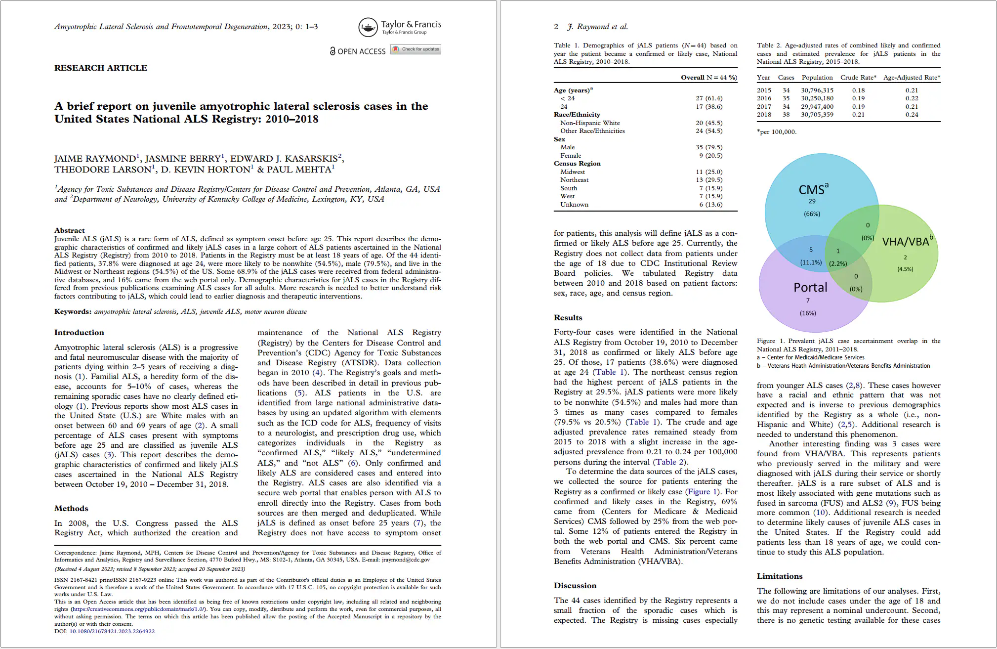Raymond et. al. 2023 (Juvenile) Screenshot of the first two pages of Raymond 2023 - Juvenile paper