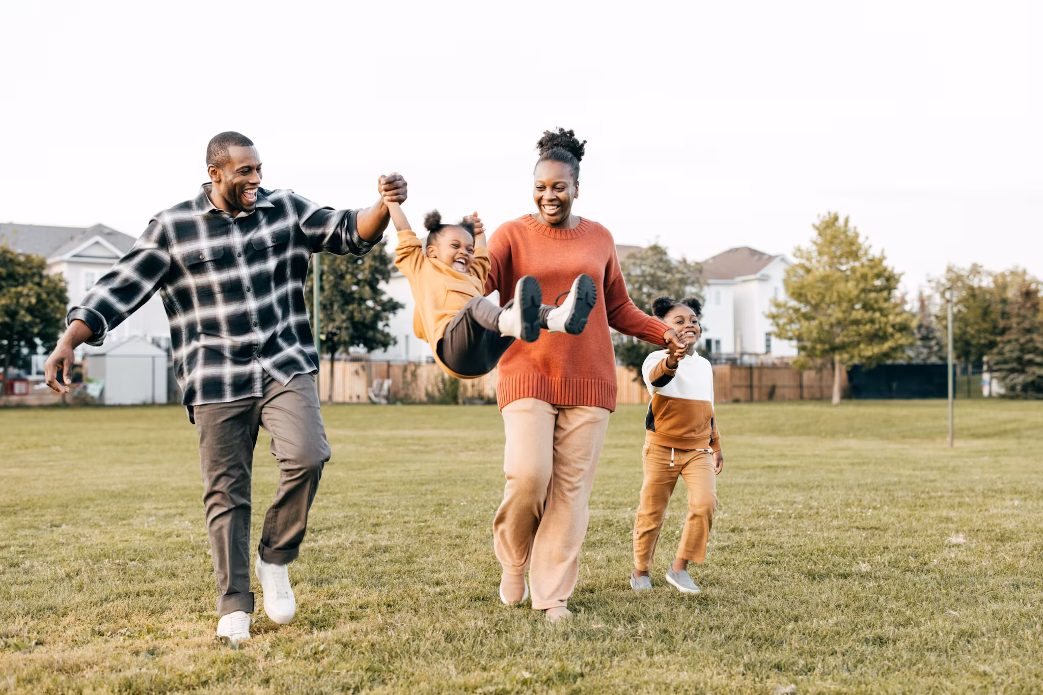parents and two daughters having fun