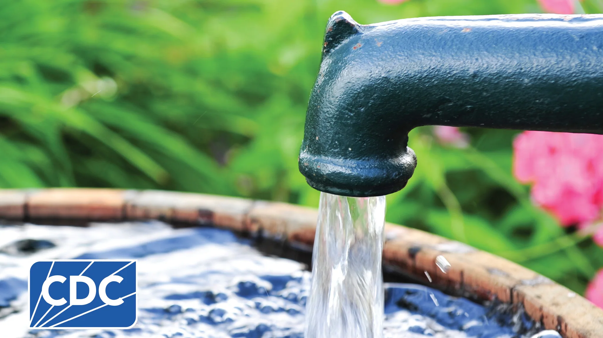 Clean water flowing from a pump Clean water flowing from a pump