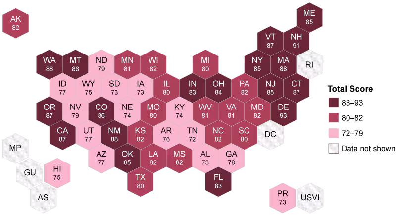 mPINC regional map 2022 Map showing results of mPINC data in 2022.