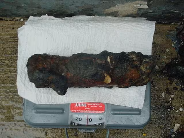 Corroded mortar A recovered mortar showing corrosion after years of environmental exposure.