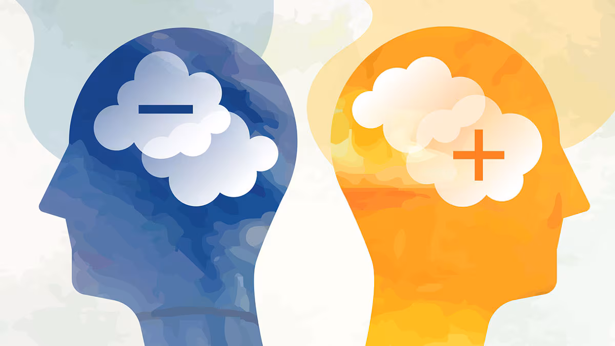Conflict Concept illustration of positive and negative thoughts