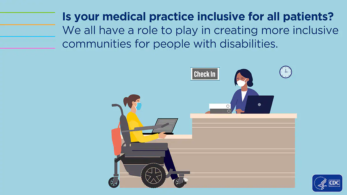 ALLY-Scene-1-1200x675 Patient in wheelchair checking in at a medical reception desk.