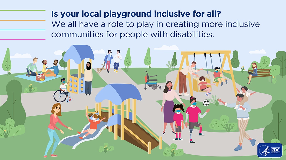 ALLY-Scene-3-1200x675 Inclusive playground with people of various abilities and accessible play equipment.