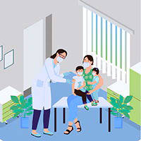 A family getting vaccinated A family getting vaccinated