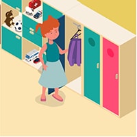a person separating their belongings Illustration of a person separating their belongings