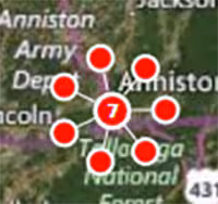 Expanded Case Cluster showing a group of 7 cases