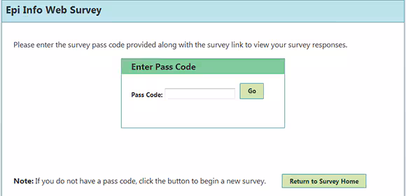Enter Pass Code to complete survey