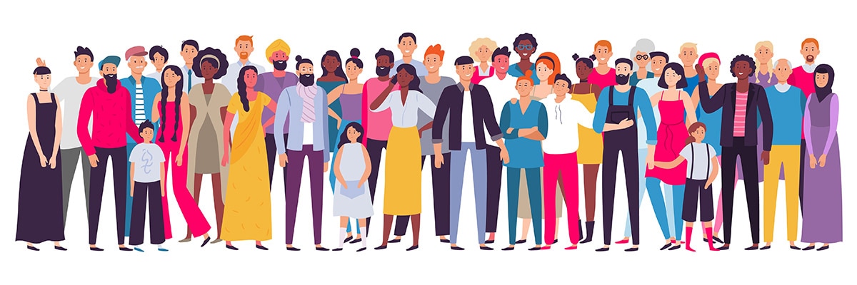 Illustration of people of different ethic backgrounds Illustration of people of different ethnic backgrounds