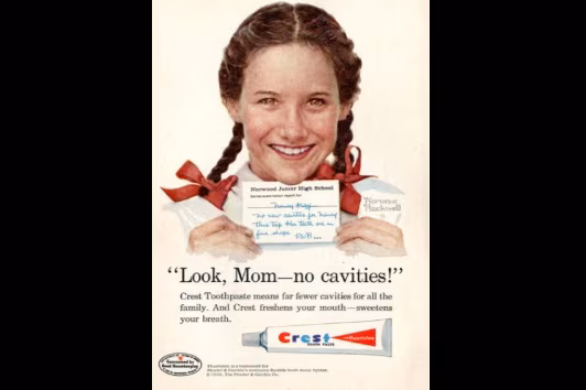 Advertisement for fluoride toothpaste