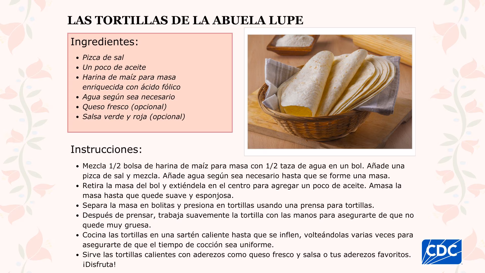 Las tortillas de la abuela Lupe Los detalles de la tarjeta de recetas se publicarán a continuación