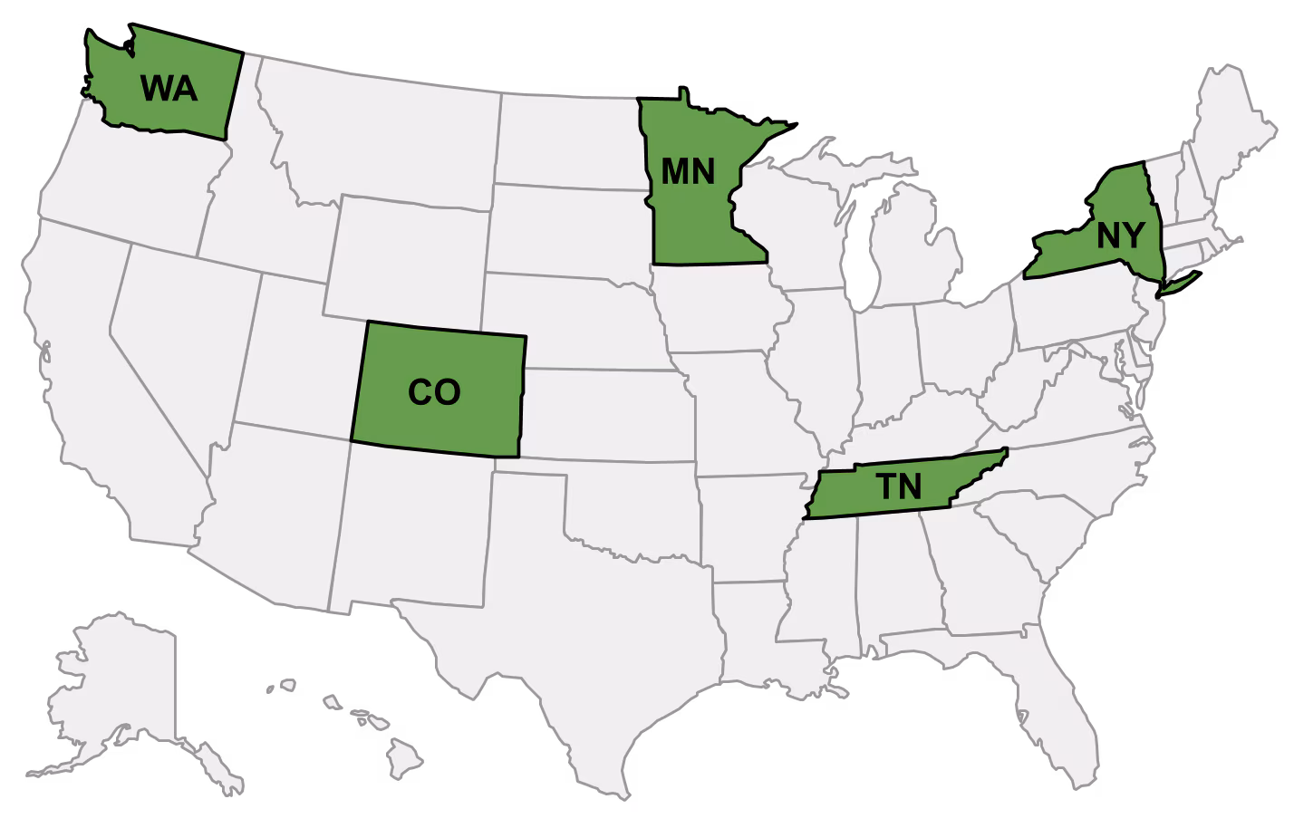 Map of the five Food Safety CoEs on a map of the United States