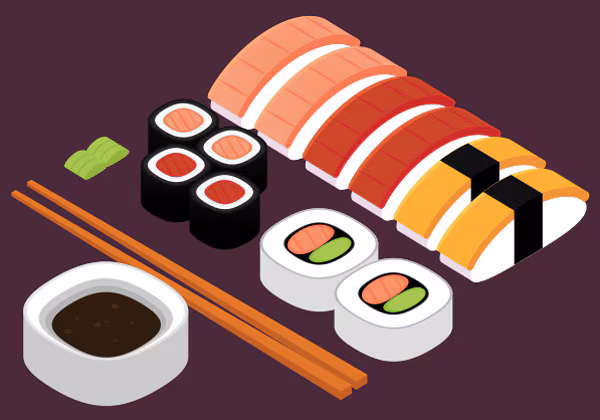 sushi-600px Various sushi items on a tray