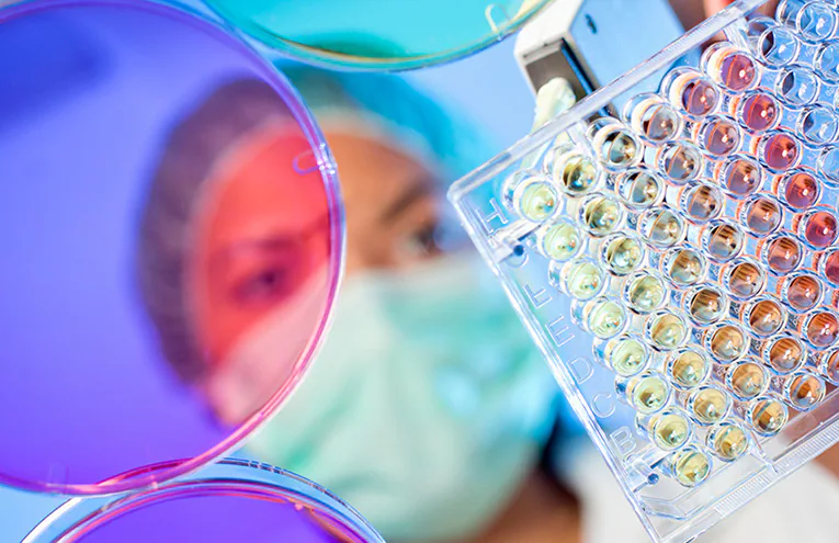 Learn about FoodNet’s 2015 findings on 9 foodborne pathogens and hemolytic uremic syndrome. Research scientist in lab, pipetting samples into a 96-well plate.