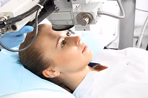 Patient undergoing an eye procedure
