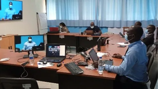 Cote-dIvoire-RRT-1 Cote d’Ivoire health care professionals deliver online rapid response training to incoming responders over video calls