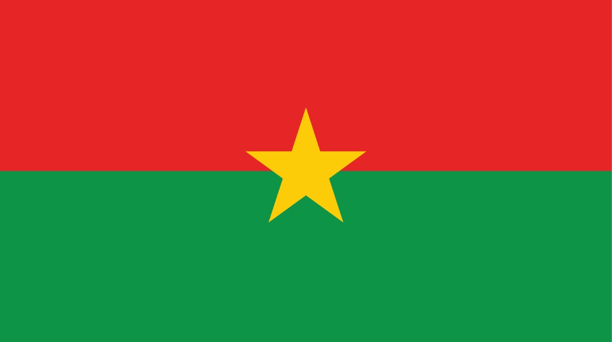 Flag_Burkina Faso Two horizontal bands of red and green with a gold star in the middle.