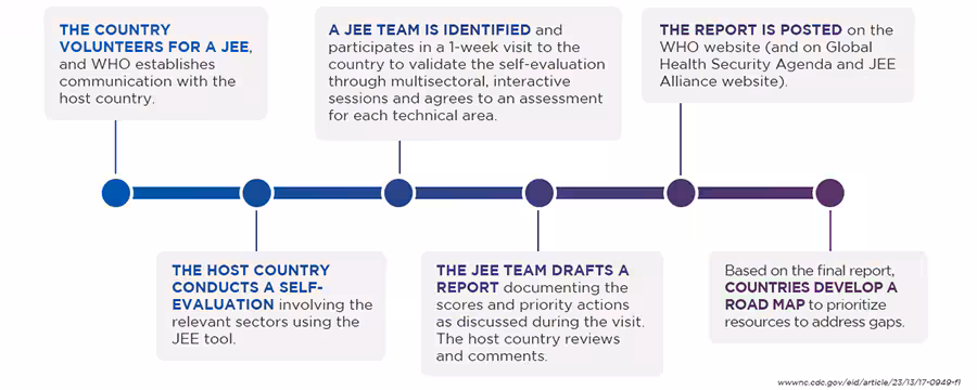 -- title missing -- Infographic to show the timeline between a country volunteering for JEE and the countries develop a road map.