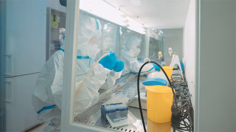 Kazakhstan Implementing Quality Control in Laboratories_002 Lab workers in PPE.