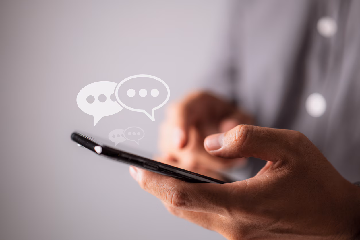 socials on phone Sending a message on phone.