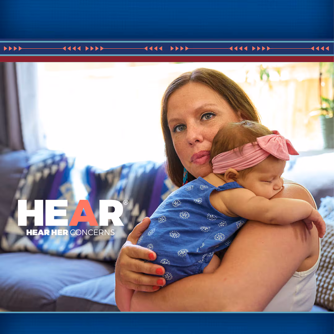 Hear Her Concerns woman holding baby