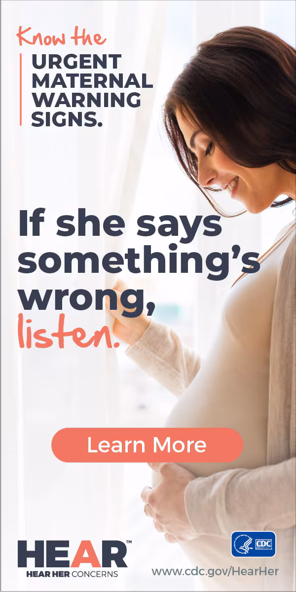 Image of women with text overlay of if she says something is wrong, listen.