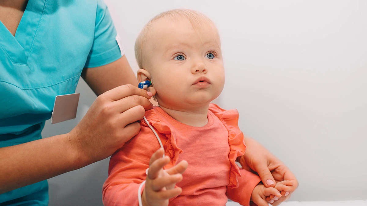 Infant getting hearing test Infant getting hearing test
