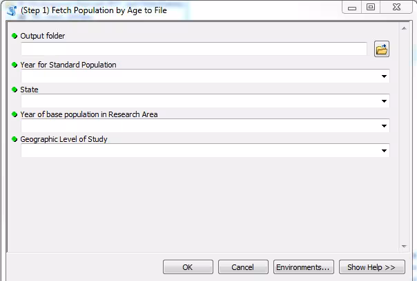 ArcMap9 The Step 1 window open with the fields ready to populate.