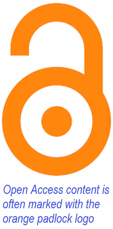 Open Access Logo of Gold Open Access "Open access content is often marked with the orange padlock logo".