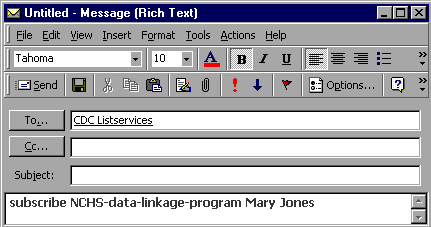 NCHS-data-linkage-program-listserv Example Listserv image for Mary Jones