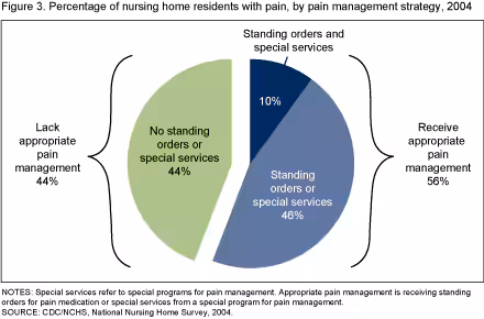 Figure 3 is a pie chart showing the percentage of nursing home residents with pain, by pain management strategy for 2004.