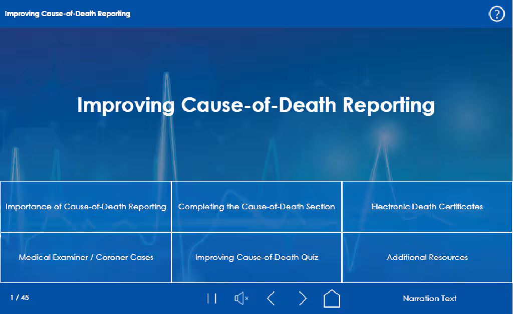 Screenshot for Cause of Death Reporting Training