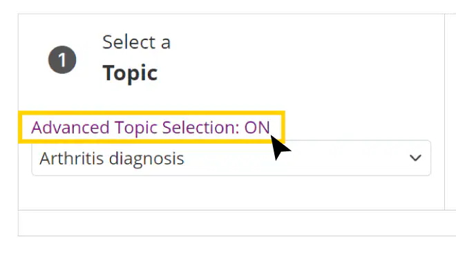 DQS Advanced Topic Selection Screenshot highlighting the Advanced Topic Selection link