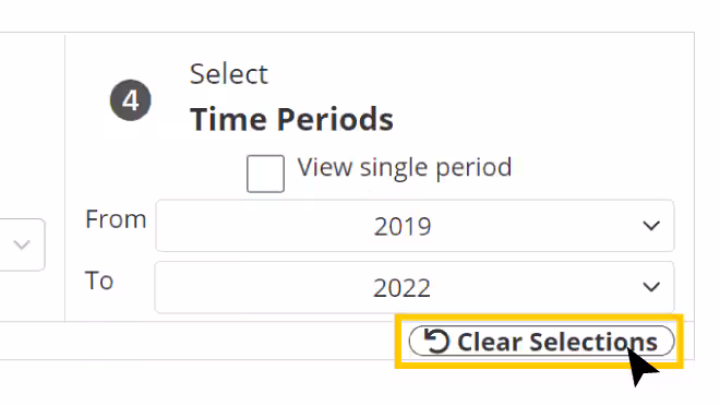DQS Clear Selection Screenshot of "Clear Selections" link in DQS