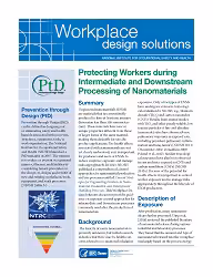 cvr2018-122 Cover page for NIOSH Workplace Design Solutions "Protecting Workers during Intermediate and Downstream Processing of Nanomaterials"