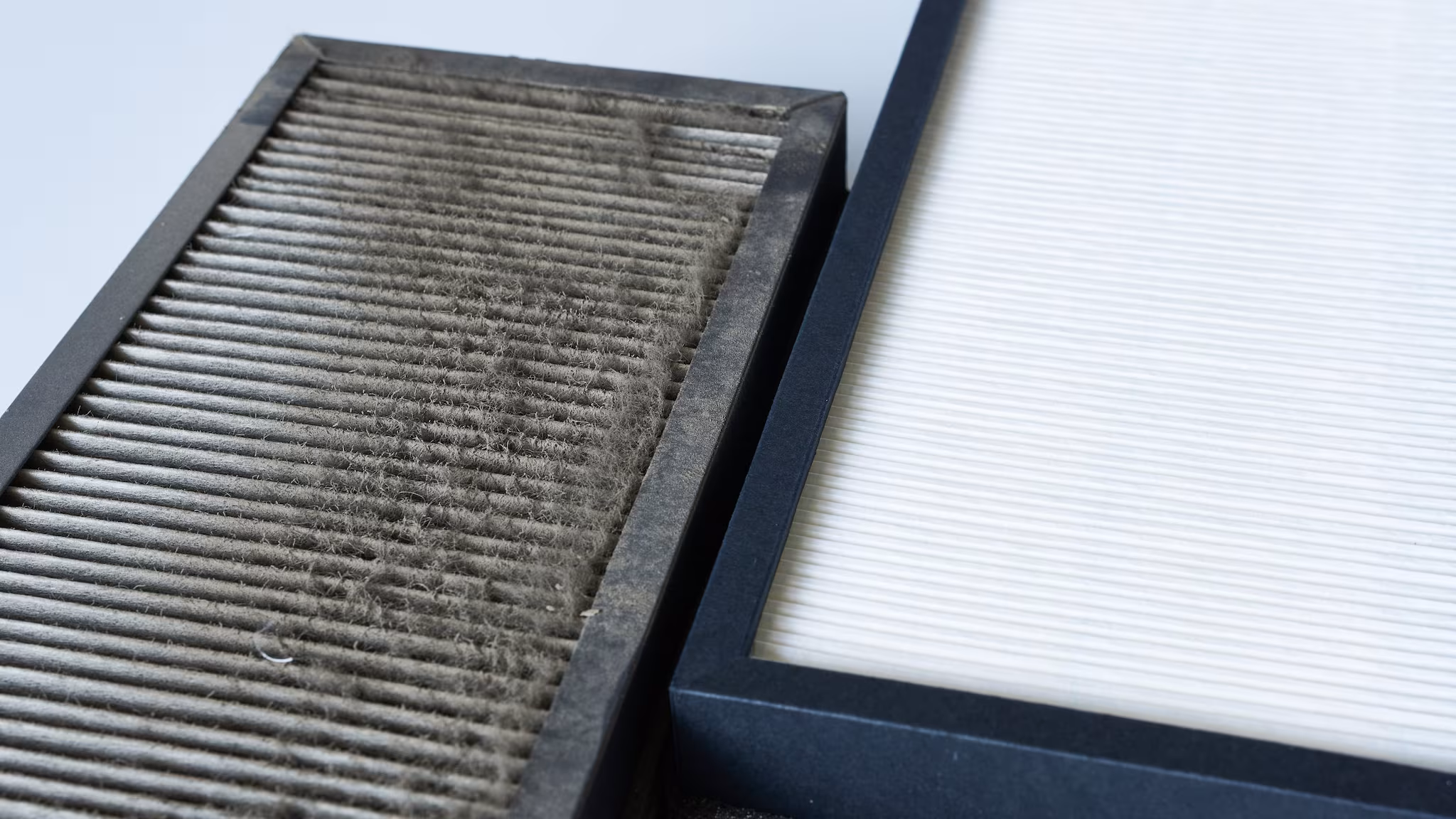 Air filters A dirty and a clean air filter.