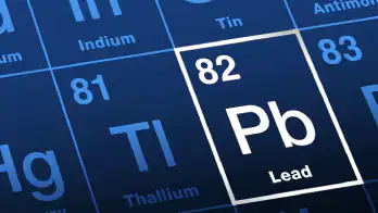 — title missing — Image of periodic table with lead highlighted.