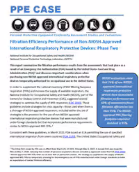 Cover page - Filtration Efficiency Performance of Non-NIOSH-Approved International Respiratory Protective Devices: Phase Two Cover page - Filtration Efficiency Performance of Non-NIOSH-Approved International Respiratory Protective Devices: Phase Two