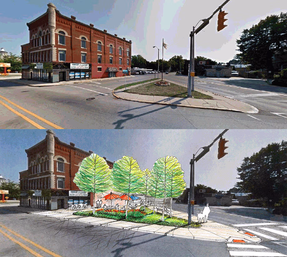 16_0503_02 Design visualization sketch, using a community workshop model to support active living in Indiana, 2014–2015.