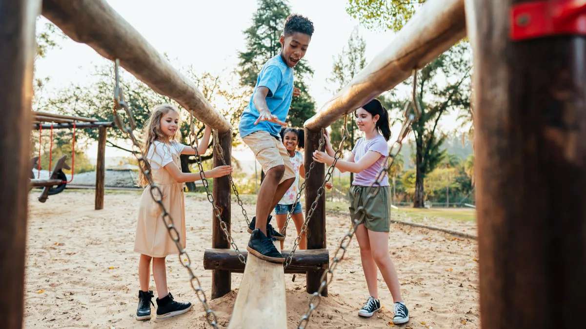 — title missing — Children playing on a playground.
