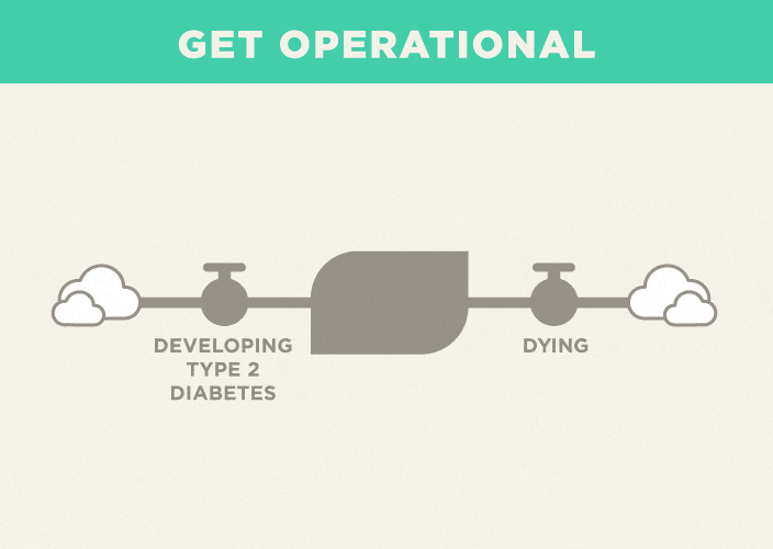 4C Get Operational animation of 'Type 2 diabetic population' as the stock of concern with people leaving the stock by dying, represented by right the outflow