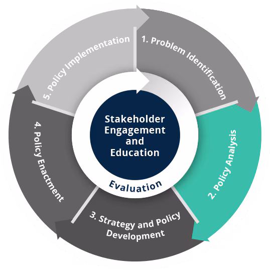 analysis wheel Image of CDC policy process wheel, highlighting policy analysis in green