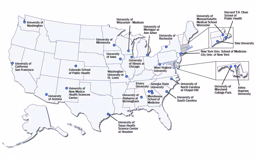 PRC Network Map 2019-2024 Map of United States with 2019–2024 PRC locations.