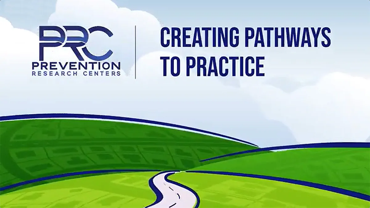 PRC Pathway to Practice thumbnail Image from PRC Pathways to Practice video with illustrated road disappearing to hills on horizon.