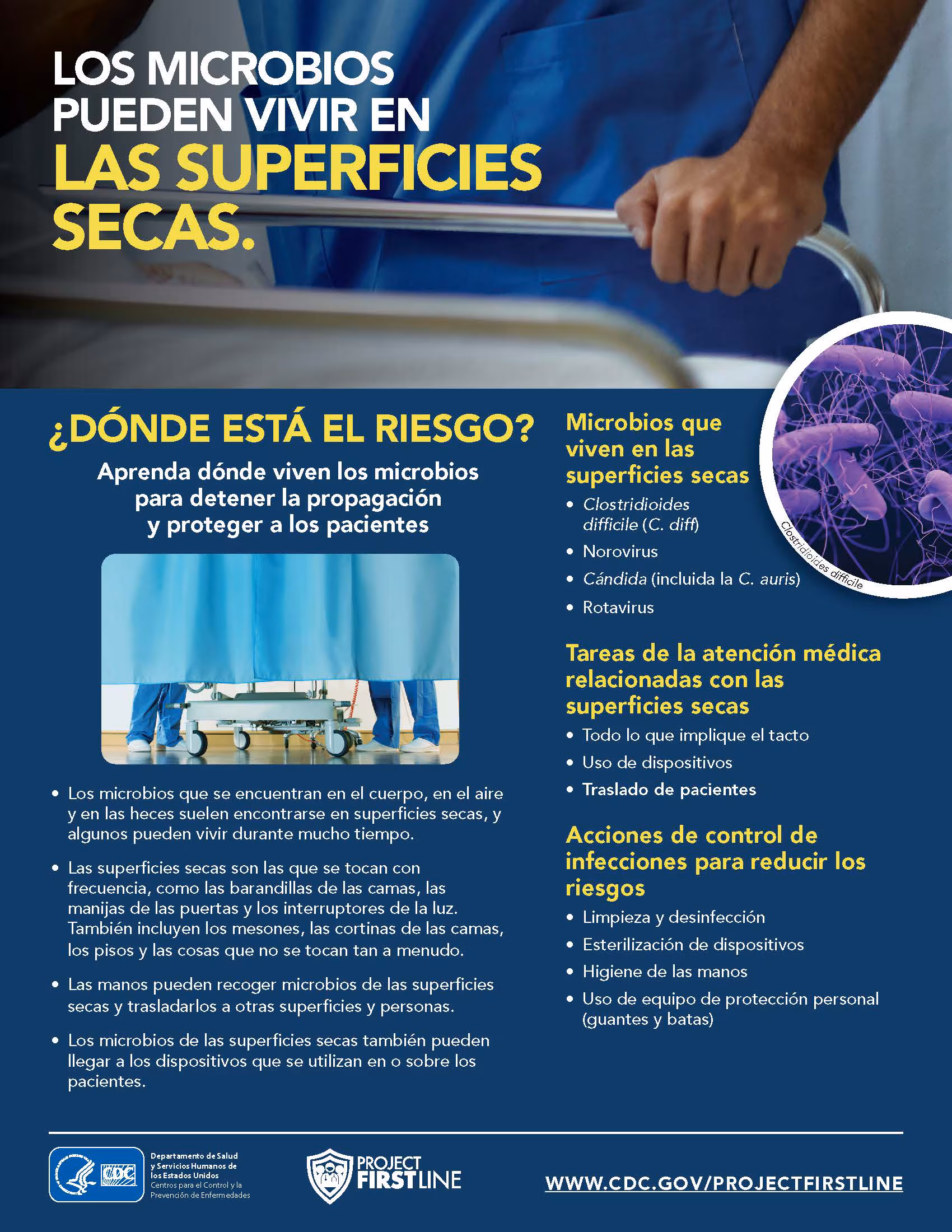 Los microbios pueden vivir en las superficies secas