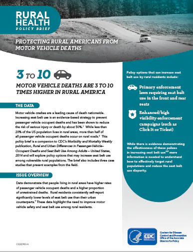 -- title missing -- A chart showing statistics of motor vehicle deaths in rural America.