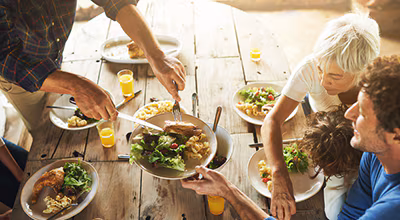 family eating outside